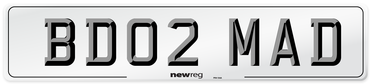 BD02 MAD Number Plate from New Reg